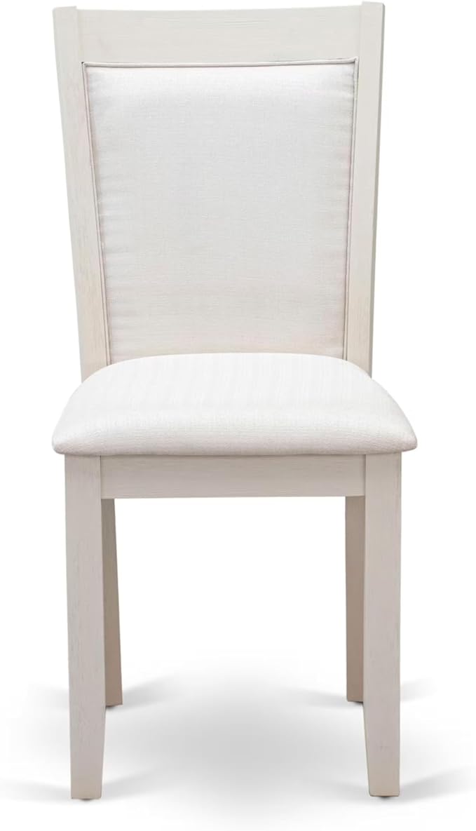 East West Furniture V097MZ001-6 6 Piece Dining Table Set Contains a Rectangle Dining Room Table with V-Legs and 4 Cream Linen Fabric Parson Chairs with a Bench, 40x72 Inch, Multi-Color