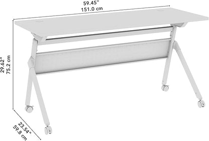 Bush Business Furniture Folding Training Table, 60 inch Desk, Commercial-Grade Bundle for Office or Classroom, Envision Collection, Gray