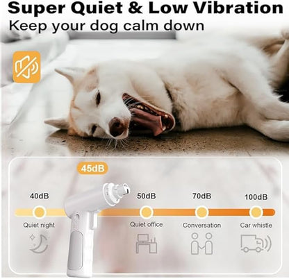 Electric Dog Nail Grinder - Super Quiet Low Vib with 2 LED Lights | USB Rechargeable Plug-in 3 Speeds | FCC Compliant | Painless Grooming for S/M/L Dogs & Cats