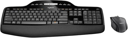 Logitech MK710-RB Desktop Wireless Keyboard/Mouse Combo, Hyper-Fast Scrolling Wireless Mouse USB, Keyboard with LCD Dashboard, Long Battery Life, Black (Renewed)