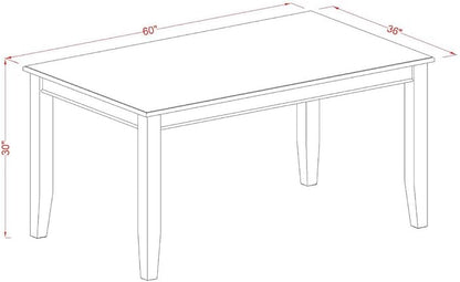 East West Furniture DUAB5-BLK-06 5 Piece Kitchen Table Set for 4 Includes a Rectangle Dining Table and 4 Shitake Linen Fabric Parson Dining Room Chairs, 36x60 Inch, Black