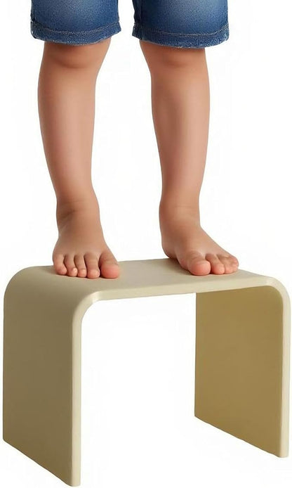 Acrylic Kids' Step Stool – Small Footstool for Bathroom, Kitchen & Bedroom, 12.5”x9.7”x9”, Holds 200lbs, Multi-Use as Toilet Stool, Shower/Water-Resistant Stool, Seating and Placing Items (Off-White)
