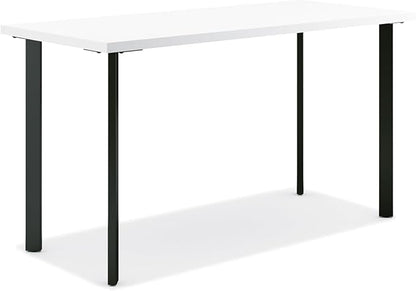 HON Coze Home Office Desks, Sturdy Table Computer Desk, 48", White Top, Black Base