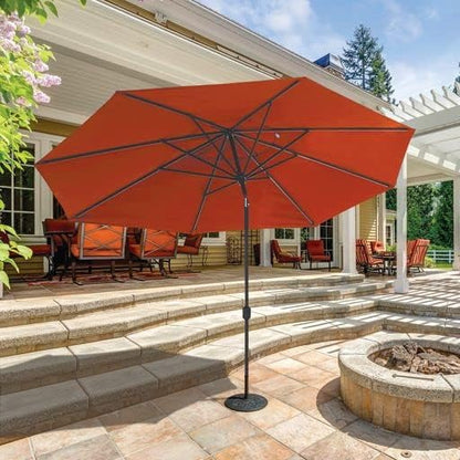 Galtech 11 FT Large Patio Umbrella with Auto Tilt, Oval Sunbrella Fabric for Pool Sun Shelf, Heavy Duty Bronze Frame, Jockey Red Outdoor Shade