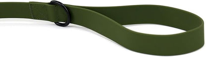 6ft Army Green Dual Handle Silicone Tactical Dog Leash for Medium, Large, Giant, K9 Breeds | Quick Release Swivel Clip Carabiner | Coated Nylon Heavy Duty | Strong Puller | Training Leashes