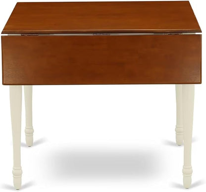 East West Furniture MZNI5-WHI-W 5 Piece Dining Table Set for 4 Includes a Rectangle Kitchen Table with Dropleaf and 4 Dining Room Chairs, 36x54 Inch, Buttermilk & Cherry