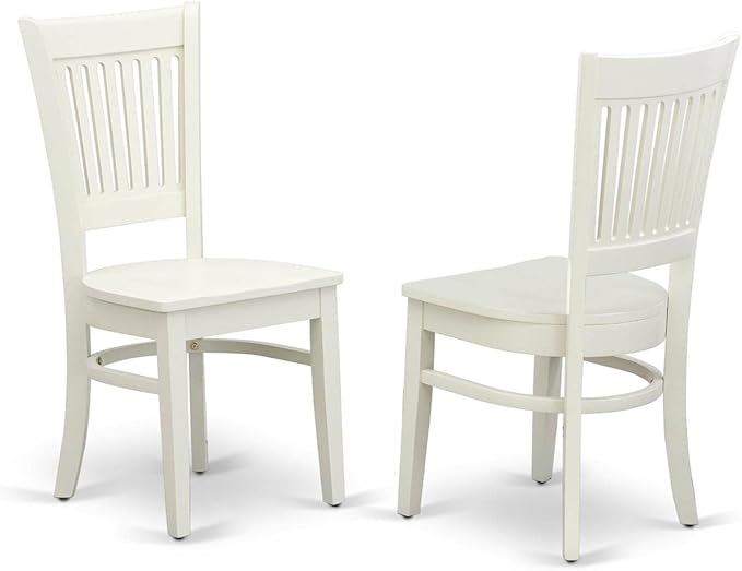 East West Furniture DMVA3-LWH-W 3 Piece Kitchen Table & Chairs Set Contains a Round Dining Room Table with Dropleaf and 2 Dining Chairs, 42x42 Inch, Linen White