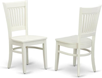 East West Furniture DMVA3-LWH-W 3 Piece Kitchen Table & Chairs Set Contains a Round Dining Room Table with Dropleaf and 2 Dining Chairs, 42x42 Inch, Linen White
