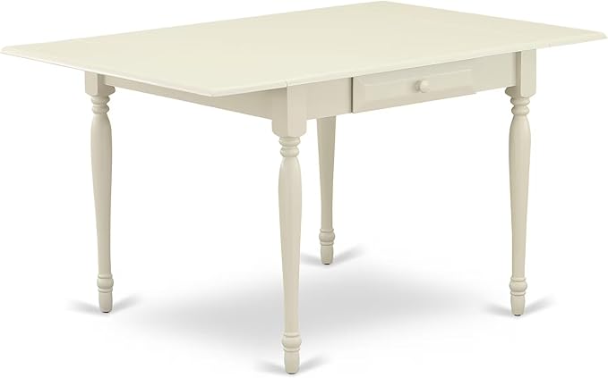 East West Furniture MZDA3-LWH-C 3 Piece Dining Room Table Set Contains a Rectangle Kitchen Table with Dropleaf and 2 Linen Fabric Upholstered Dining Chairs, 36x54 Inch, Linen White