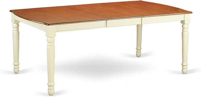 East West Furniture DOCL5-BMK-W 5 Piece Dining Set Includes a Rectangle Dining Room Table with Butterfly Leaf and 4 Wood Seat Chairs, 42x78 Inch, Buttermilk & Cherry