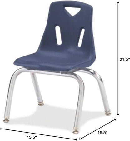 Jonti-Craft Berries 8146JC1112 Stacking Chair with Chrome-Plated Legs, 16" Height, Navy