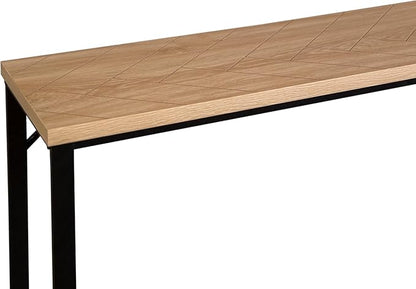 AC Pacific Bali Coastal Modern Narrow Console Table for Entryway, Hallway Decor, and Small Spaces, Compact Living Room Furniture with Natural Wood Top and Black Metal Legs, 39" Long