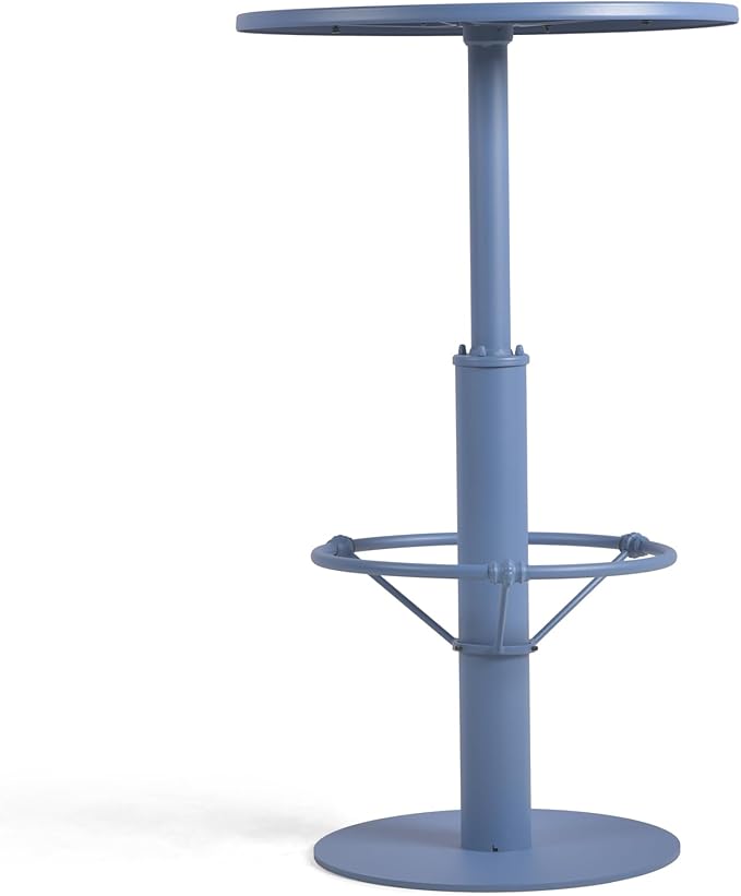 42" Tall Modern Industrial Bar Table-23.6" Dia Round Metal Top Bar Height Adjustable Standing Pub Table-Dining Room Bistro Table-Cocktail Table (Pigeon Blue)
