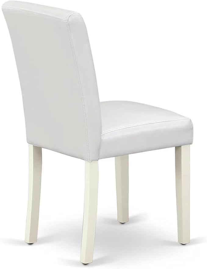 East West Furniture V027AB264-5 5 Piece Dinette Set Includes a Rectangle Dining Room Table with V-Legs and 4 White Faux Leather Upholstered Parson Chairs, 40x72 Inch, Multi-Color
