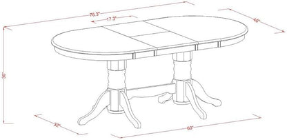 East West Furniture VAAB9-OAK-04 9 Piece Dining Table Set Includes an Oval Dining Room Table with Butterfly Leaf and 8 Light Tan Linen Fabric Parsons Chairs, 40x76 Inch, Oak