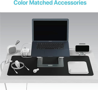 BLACK+DECKER Laptop Stand for Computer Desk, Ergonomic Laptop Stand for Desk, Lap top Riser Compatible with MacBook Notebook, Lap top Holder, Durable Aluminum Computer Riser Accessories, Silver
