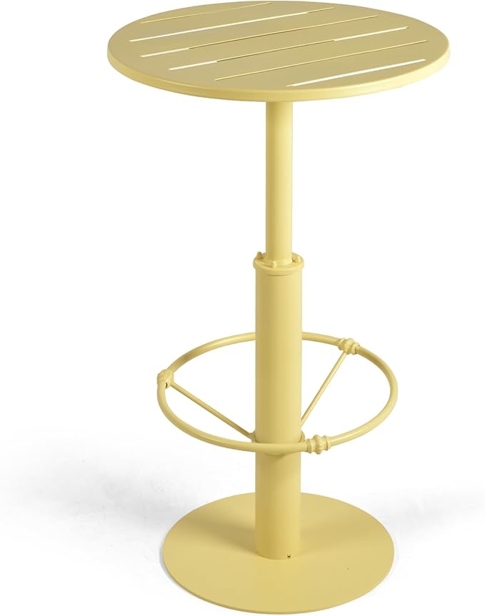 42" Tall Modern Industrial Bar Table-23.6" Dia Round Metal Top Standing Pub Cocktail Bistro Table-Indoor Outdoor Patio-Commercial Grade, Heavy Duty (Lemon-Yellow)