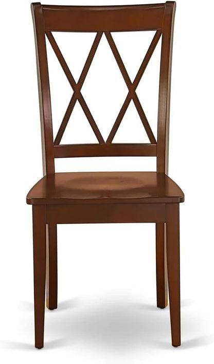 East West Furniture DOCL7-MAH-W 7 Piece Dining Table Set Consist of a Rectangle Dining Room Table with Butterfly Leaf and 6 Wooden Seat Chairs, 42x78 Inch, Mahogany