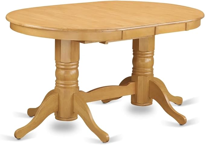 East West Furniture VAAS5-OAK-28 5 Piece Mid Century Modern Dining Set Consists A Dinner Table and 4 Brown Textured Polyester Fabric Upholstered Chairs, Oak