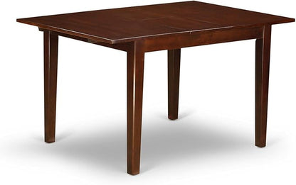 East West Furniture NOML6C-MAH-LC 6 Piece Dining Room Set Contains a Rectangle Kitchen Table with Butterfly Leaf and 4 Faux Leather Dining Chairs with a Bench, 32x54 Inch, Mahogany