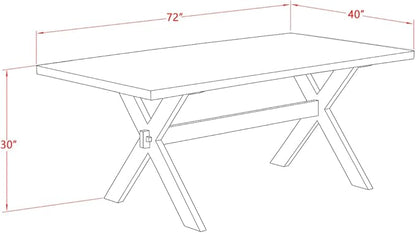 East West Furniture X727MZ716-7 7 Piece Kitchen Table Set Consist of a Rectangle Dining Table with X-Legs and 6 Dark Khaki Linen Fabric Parson Dining Chairs, 40x72 Inch, Multi-Color