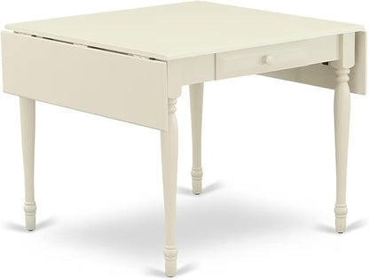 East West Furniture MZDA3-LWH-W 3 Piece Dining Room Furniture Set Contains a Rectangle Kitchen Table with Dropleaf and 2 Dining Chairs, 36x54 Inch, Linen White