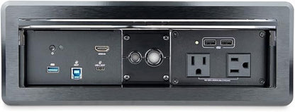 StarTech.com Conference Room Docking Station with Power/Charging; Table Connectivity Box, Universal USB-C Laptop Dock, 60W PD, 4K HDMI, USB Hub, Audio, 2X AC Outlets, 2xUSB Charge Ports, TAA