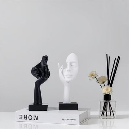 Thinker Modern Art Abstract Black Face Sculpture - Office, Study, Home Decor