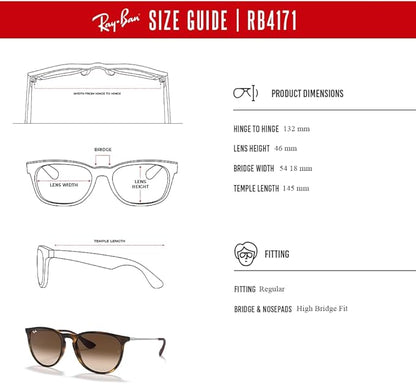 Ray-Ban RB4171 ERIKA Round Sunglasses For Women +BUNDLE with ACCESSORY EYEWEAR KIT