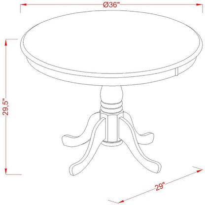 East West Furniture ANGA3-ANA-03 3 Piece Dining Table Set for Small Spaces Contains a Round Kitchen Table with Pedestal and 2 Brown Linen Fabric Parsons Chairs, 36x36 Inch, Natural