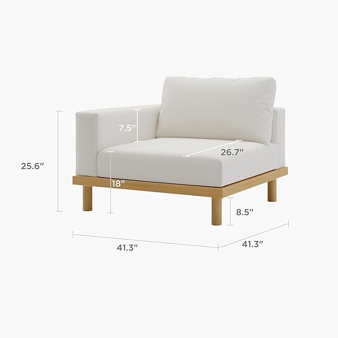 Acanva Minimalist Modular Sectional Sofa for Living Room, Wide & Deep Seat Convertible Furniture Set with Metal Frame and Movable Covers, Corner Chair, Off White