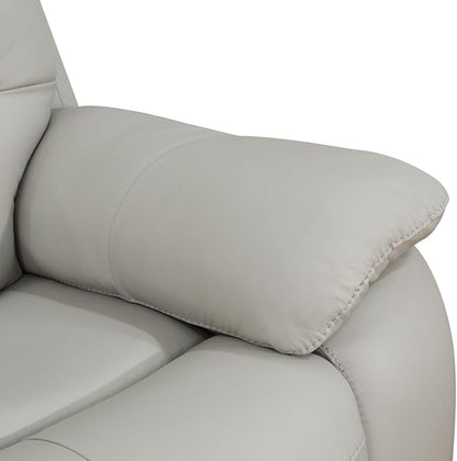 Electric Power Recliner Loveseat Genuine Breathing Leather Recliner Couch 2-Seater, Comfy Wide Lazy Top Grain Leather Sofa with USB Port, Center Console, Cup Holders (Grey, Two Seater Loveseat)