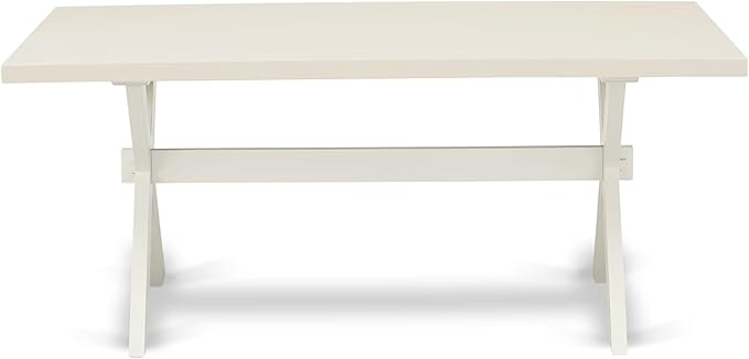 East West Furniture X027EN206-7 7 Piece Dining Room Furniture Set Consist of a Rectangle Dining Table with X-Legs and 6 Dark Shitake Linen Fabric Parsons Chairs, 40x72 Inch, Multi-Color