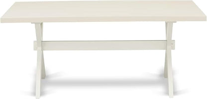 East West Furniture X027EN206-7 7 Piece Dining Room Furniture Set Consist of a Rectangle Dining Table with X-Legs and 6 Dark Shitake Linen Fabric Parsons Chairs, 40x72 Inch, Multi-Color