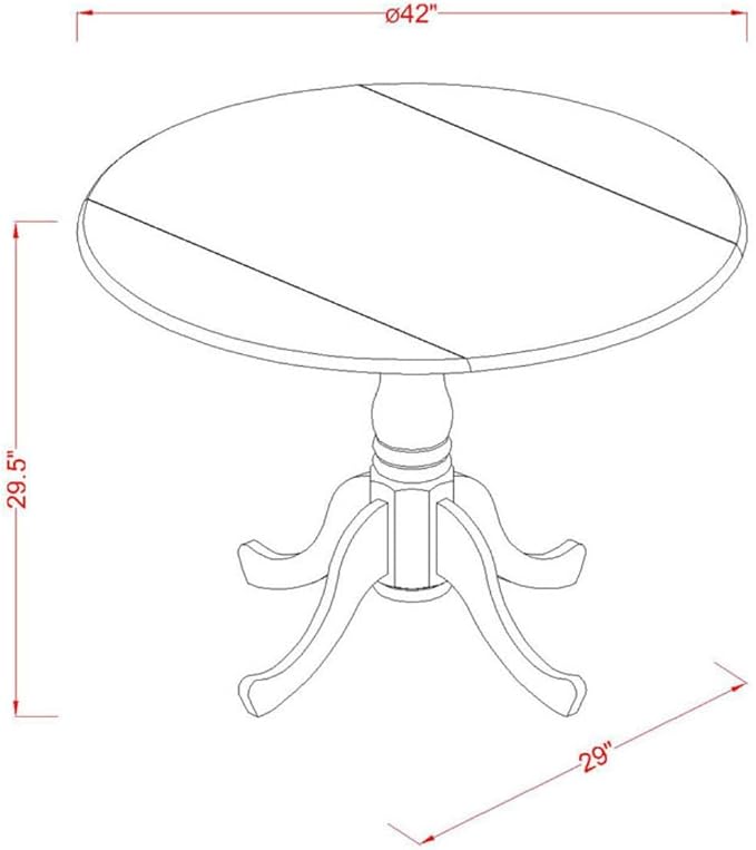East West Furniture DMVA3-BLK-W 3 Piece Dinette Set for Small Spaces Contains a Round Dining Table with Dropleaf and 2 Dining Chairs, 42x42 Inch, Black