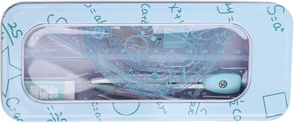 7Pcs Compass/Math Set for Students with Shatterproof Storage Box, Geometry Set for School, Includes Ruler, Protractor and Compass Set, Pencil Sharpener and Eraser for Drafting Tools
