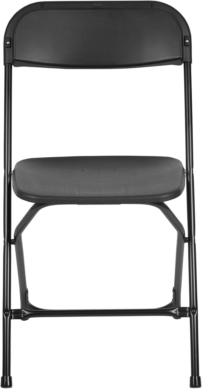 Flash Furniture Hercules Series Plastic Folding Chairs for Parties and Weddings, Stackable Commercial Event Seats with 650-lb. Static Weight Capacity, Set of 6, Black