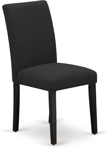 East West Furniture V677AB624-5 5 Piece Dinette Set Includes a Rectangle Dining Room Table with V-Legs and 4 Black Color Linen Fabric Parsons Dining Chairs, 40x72 Inch, Multi-Color
