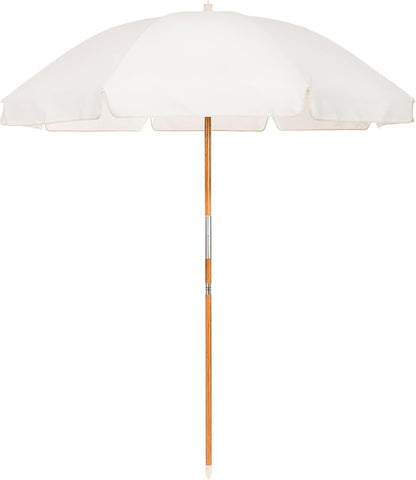 Business & Pleasure Co. Rio Umbrella Scalloped Brim For Beach, Patio or Picnic - 6' Boho Beach Umbrella, 7' Tall Wood Pole, UPF 50+
