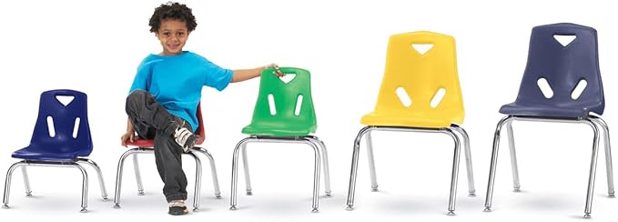 Jonti-Craft Berries 8144JC1008 Stacking Chair with Chrome-Plated Legs, 14" Height, Red