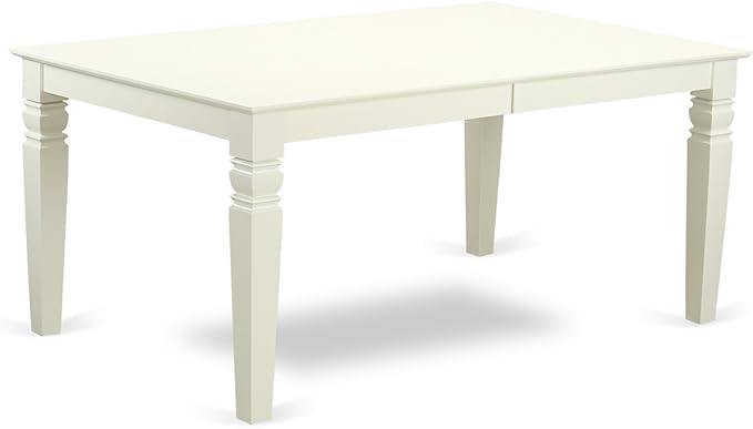 East West Furniture LGSI5-LWH-15 5 Piece Dinette Set Includes a Rectangle Dining Room Table with Butterfly Leaf and 4 Baby Blue Linen Fabric Parson Dining Chairs, 42x84 Inch, Linen White