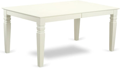 East West Furniture LGSI5-LWH-15 5 Piece Dinette Set Includes a Rectangle Dining Room Table with Butterfly Leaf and 4 Baby Blue Linen Fabric Parson Dining Chairs, 42x84 Inch, Linen White