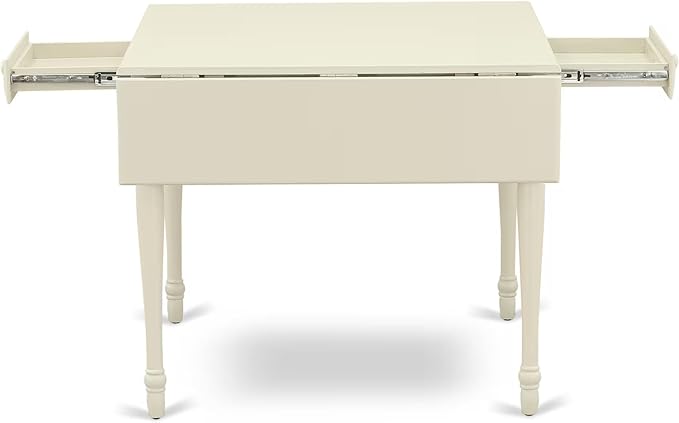 East West Furniture MZDA3-LWH-W 3 Piece Dining Room Furniture Set Contains a Rectangle Kitchen Table with Dropleaf and 2 Dining Chairs, 36x54 Inch, Linen White