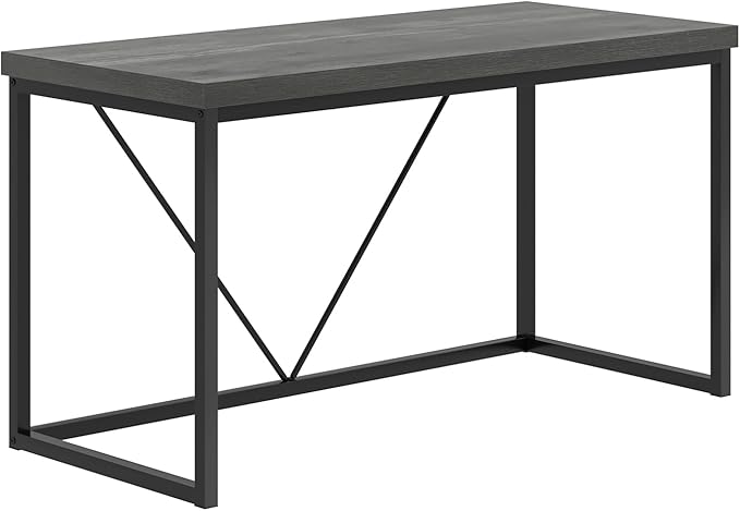 EXCEFUR Modern Computer Desk, Small Home Office Desk, Wood and Metal Writing Study Table Workstation for Bedroom Living Room, Rustic Grey, 47 inch