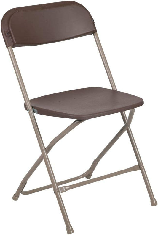 Flash Furniture Hercules™ Series Plastic Folding Chair - Brown - 2 Pack 650LB Weight Capacity Comfortable Event Chair-Lightweight Folding Chair