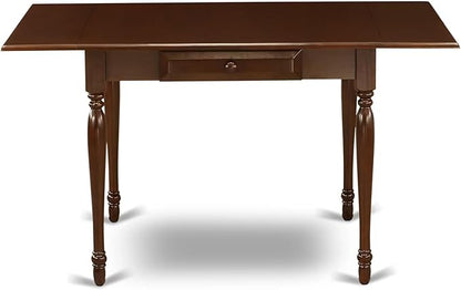 East West Furniture MZCL3-MAH-W 3 Piece Kitchen Table Set for Small Spaces Contains a Rectangle Dining Room Table with Dropleaf and 2 Solid Wood Seat Chairs, 36x54 Inch, Mahogany