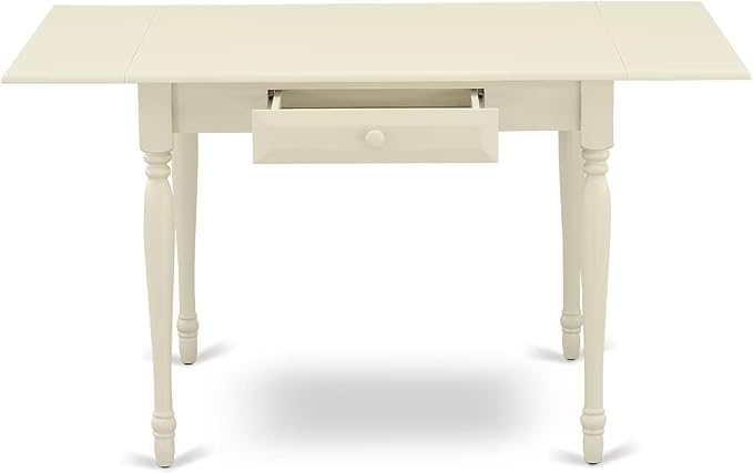 East West Furniture MZDA5-LWH-W 5 Piece Dining Table Set for 4 Includes a Rectangle Kitchen Table with Dropleaf and 4 Dining Room Chairs, 36x54 Inch, Linen White