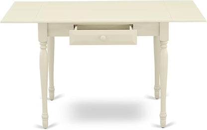 East West Furniture MZCL5-LWH-W 5 Piece Dinette Set for 4 Includes a Rectangle Dining Room Table with Dropleaf and 4 Dining Chairs, 36x54 Inch, Linen White