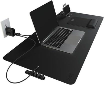 BLACK+DECKER Home Office Kit, 7 PCS Set, Desk Pad, 2-Port PD Charger, Ergonomic Mouse Pad, Phone Stand, Combo Cables, Cable Organizer, Workspace Accessories Perfect for Work-from-Home (Black)