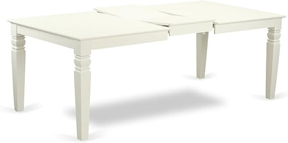 East West Furniture LGSI5-LWH-15 5 Piece Dinette Set Includes a Rectangle Dining Room Table with Butterfly Leaf and 4 Baby Blue Linen Fabric Parson Dining Chairs, 42x84 Inch, Linen White